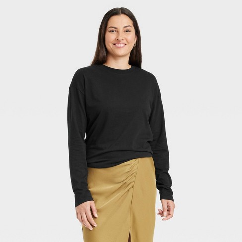 ENNOY LONG SLEEVE HEM RIB TEE