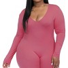 Slickblue Women’s Plus Size V-Neck Bodycon Romper, Long Sleeves, Soft and Stretchy Fabric, Casual or Relaxed Look - 3 of 4