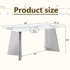 63" Rectangle Dining Room Table with Top and Silver Stainless Steel Butterfly Legs, Modern Dining Table for Kitchen or Apartment-The Pop Home - 4 of 4