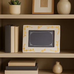 Decorative Cherry Blossom Picture Frame - Modern Porcelain Photo Frame for Tabletop Accent, Living Room Decor, or Office Desk - White & Gold - 1 of 4