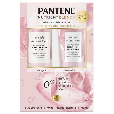 Pantene Sulfate Free Rose Water Shampoo and Conditioner Dual Pack, Nutrient Blends - 17.6 fl oz