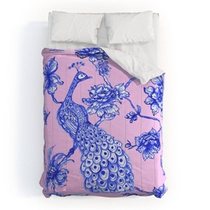 Deny Designs 3pc Full/Queen Jacqueline Maldonado Chinoserie Peacock Blush Comforter and Sham Set - 1 of 4