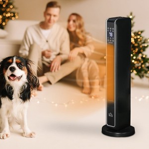 Angel Sar 2-in-1 Portable Electric Tower Heater, Oscillating Space Heater with Remote Control, 8H Timer, 750W/1500W for Indoor Use, Black - 1 of 4