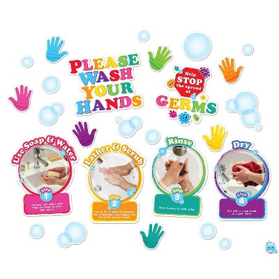 Ashley Productions Smart Poly Healthy Bubbles Washing Your Hands Mini Bulletin Board Set 36 Pieces