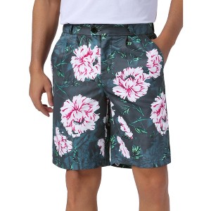 INSPIRE CHIC Men's Flat Front Button Down Zipper Business Floral Printed Shorts - 1 of 4