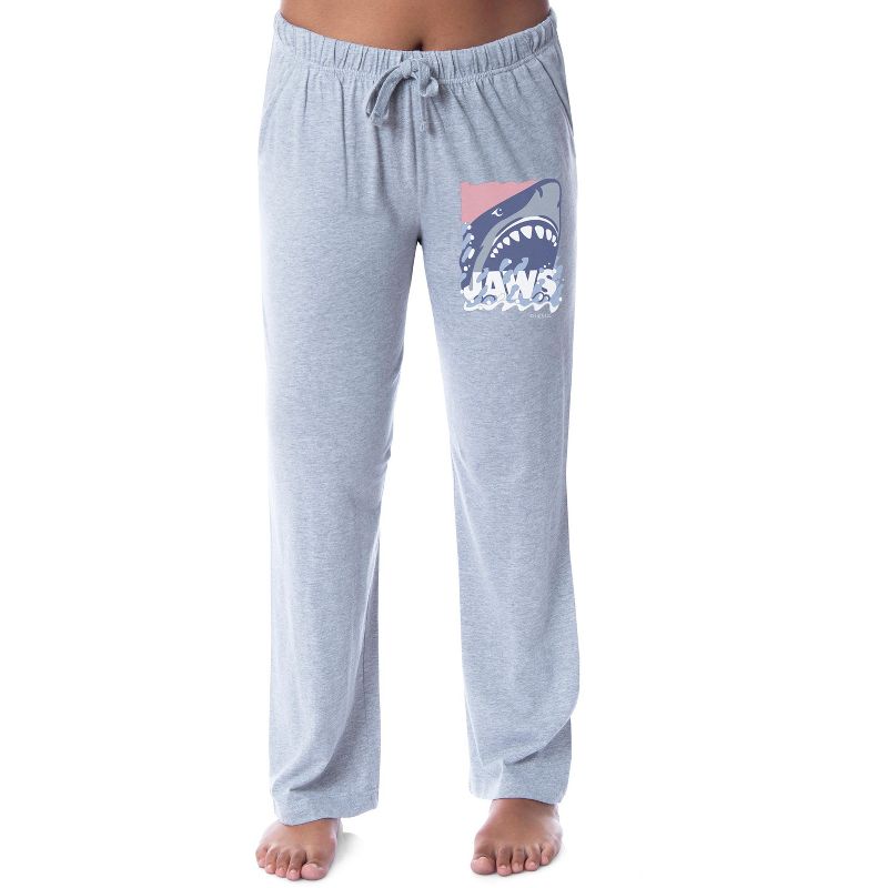 Jaws Womens' Pastel Film Movie Title Logo Poster Sleep Pajama Pants Grey, 1 of 5