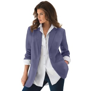 Roaman's Plus Size Relaxed Boyfriend Blazer - 1 of 4