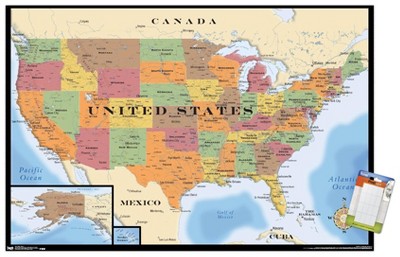 Trends International Map - Usa Unframed Wall Poster Prints : Target