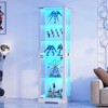 Fredees 70.8" Glass Display Cabinet with Tri-Color Motion LED Light, Storage Shelf Function, 5-Tier Curio with Pop-Up Glass Doors - 3 of 4