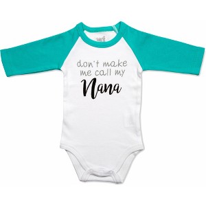 Pavilion Gift Company - Nana - 6-12 Months 3/4 Length Teal Sleeve Onesie - Leotards and Bodysuits - 1 of 4