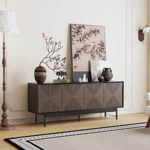 SAINTCY Mid-Century Modern TV Stand for 55-65 Inch TVs - Farmhouse Entertainment Center with Storage Cabinet & Doors, Living Room Media Console - 1 of 4
