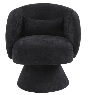 Swivel Accent Chair Armchair, Round Barrel Chair in Fabric for Living Room Bedroom(Black)