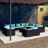 vidaXL Garden Lounge Set Black with water blue cushions - 2 of 4