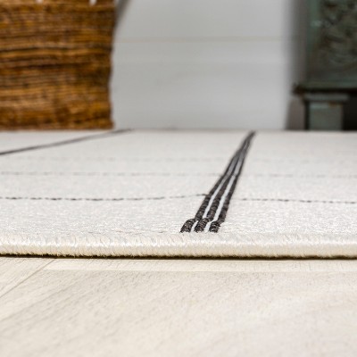 Mid-Century Modern Geometric Black and Cream 2' x 8' Outdoor Rug