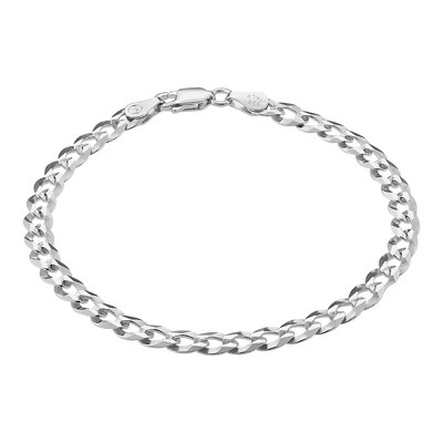 KISPER Solid 925 Sterling Silver Italian 5mm Solid Diamond-Cut Cuban Link Curb Chain Bracelet for Men & Women - Made in Italy