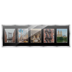 PosterPalooza | Stainless Steel Silver Wood Finish Collage Frame - Black Mat, 20 Frame Sizes, UV Acrylic - 1 of 4
