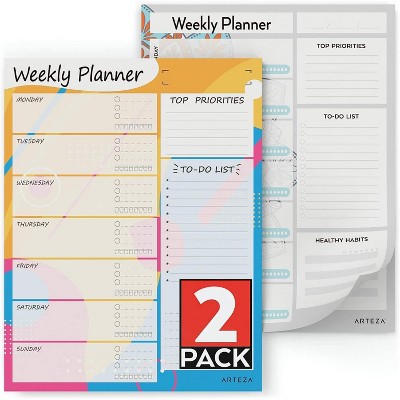 Arteza Weekly Planner Pad for Meal Plans, Meetings, To-Do Lists, 60 Sheets, 8.5"x11" - 2 Pack (ARTZ-8900)