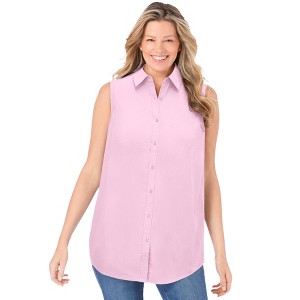Woman Within Plus Size Perfect Sleeveless Shirt - 1 of 4