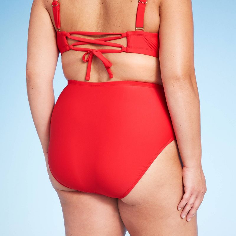 Women's High Waist Cheeky Bikini Bottom - Wild Fable™ Red, 3 of 5