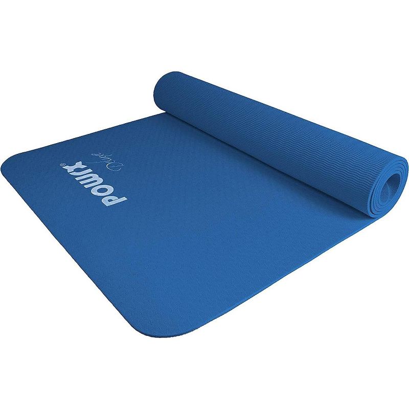POWRX Yoga Mat TPE with Bag Exercise mat for workout, Blue, 1 of 4