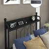 KTMBDW Twin Bed Frames with Charging Station and LED Lights, Twin Size Platform Bed with Metal Slats, Wood Headboard Storage Shelves, Black - 3 of 4
