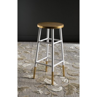 Emery 30" White and Gold Metal Bar Stool
