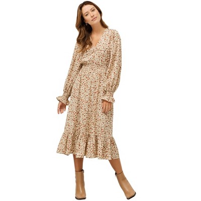 ellos Women's Plus Size Smocked Waist Midi Dress