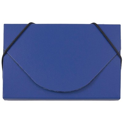 JAM Paper Colorful Business Card Holder Case w/Round Flap Matte Blue Chipboard 369031715