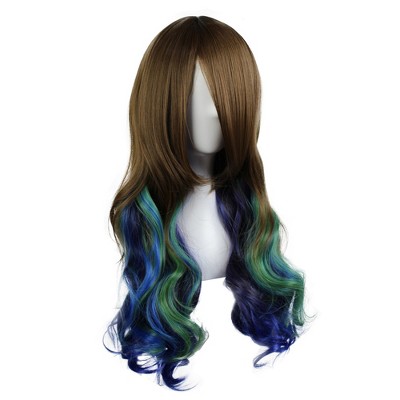 Unique Bargains Women's Curly Wigs 27" Multicolour with Wig Cap