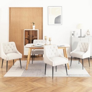 DYHOME Modern Dining Chairs Set of 4, Mid Century Kitchen Dining Chairs with 5.12” Cushions, Upholstered Dining Chairs with Back Pull Rod - 1 of 4