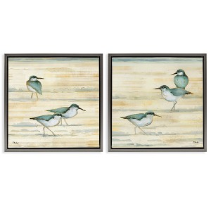 Stupell Industries Sandpipers Abstract Water Shoreline 2pc Floating Frame Art Set, Gray, 25" x 25" - 1 of 4