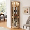 TIRAMISUBEST Corner Glass Cabinet Lighted Curio Cabinet Corner Display Case for Living Room - Mobile Lateral Filing Cabinet, Locking Wheels, - 3 of 4