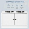 INFURNIC Pet Bowl Large Elevated Dog Feeding Station with Storage Cabinet Stainless Steel Bowls, White, 23.5"*11.75"*14" - 2 of 4