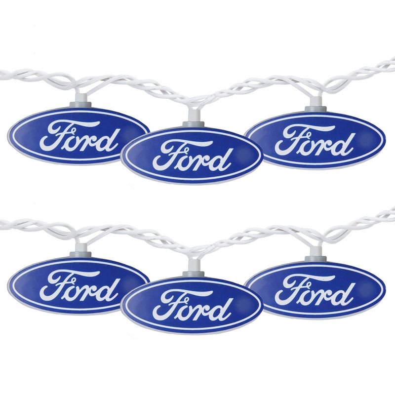 Northlight 10ct Ford Logo Novelty Christmas Lights Blue - 12' White Wire, 1 of 4