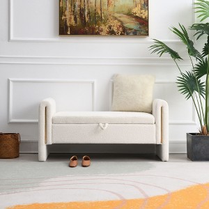 CAVINAS Shoe Bench with Storage, Storage Benches with Cushions, Shoe Rack Bench with Armrests for Bedroom, Entrance - 1 of 4