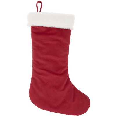 Mina Victory Home For The Holiday Red Velvet Stocking 17" x 10"