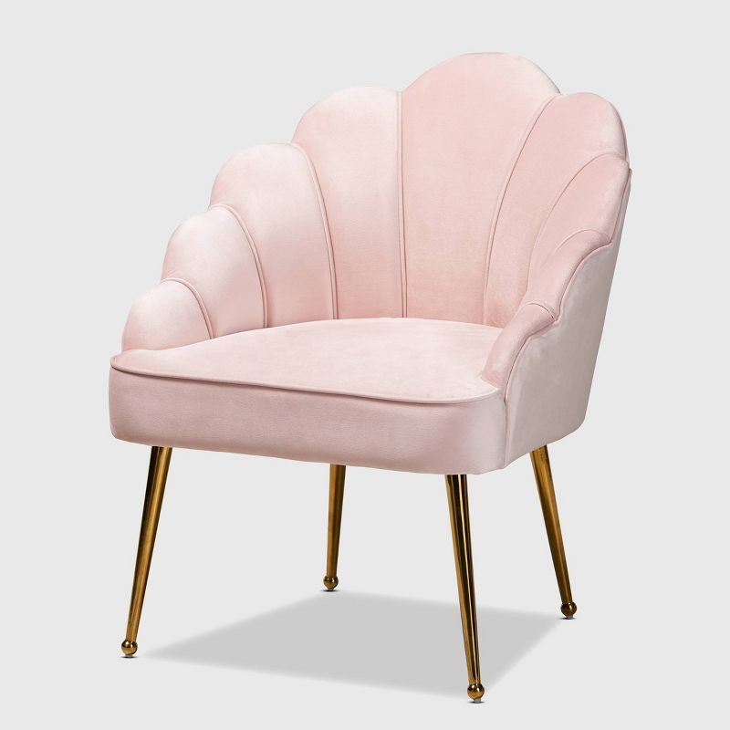 Cinzia Velvet Upholstered Seashell Shaped Accent Chair - Baxton Studio, 1 of 13