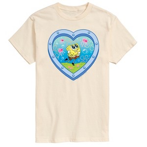 Men's - Spongebob Squarepants - Heart Porthole Window-Womens Men's Short Sleeve Graphic T-Shirt Short Sleeve Graphic T-Shirt - 1 of 4