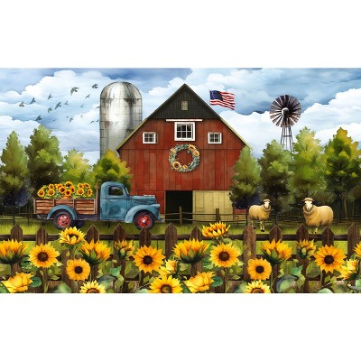 Briarwood Lane Summer Doormat 30x18 Indoor Outdoor Sunflower Barn For Summer Doormat