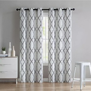 Kate Aurora 2 Piece Grommet Top Light Filtering Geometric Window Curtain Panels - 1 of 3