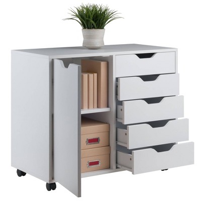 Winsome White 5-Drawer Office Cabinet with Adjustable Side Shelf