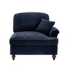 Vynxaria Modern Chenille Sofa Blue, W/1 Pillow, Detachable Ruffle Skirts (2 Styles), Multi-Module Configurable, Curved Petal Armrests - 3 of 4