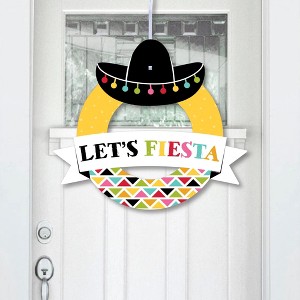 Big Dot of Happiness Let's Fiesta - Outdoor Fiesta Decor - Front Door Wreath - 1 of 4