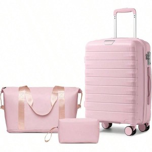 Complete 3-Piece Travel Set in Orchid Pink, PP Hardside with