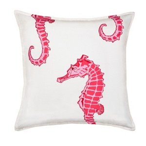Kensington Garden 20"x20" Oversize Seahorse Cotton Canvas Square Throw Pillow - 1 of 3
