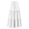 Women's Ruffle Splicing Drawstring Waist Maxi Skirt Summer Fall Casual Flowy Swing A Line Loose Fit Tiered Long Skirt - 2 of 4