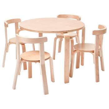 ECR4Kids Bentwood Table and Curved Back Chair Set, Kids Wood Furniture
