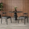 Set of 2 Mid-Century Modern Faux Leather Dining Chairs with Solid Wood Frame, Armless Chairs for Dining Room or Living Spaces-Panipeachy - 2 of 4