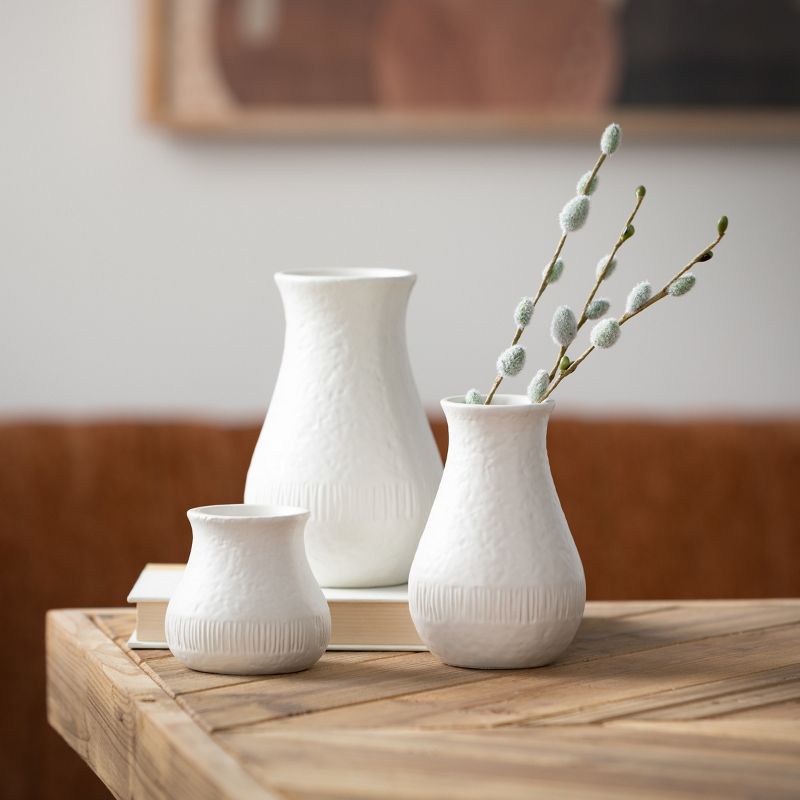 Sullivans 3", 5" & 6" White Chiffon Stone Vase - Set of 3, 3 of 7