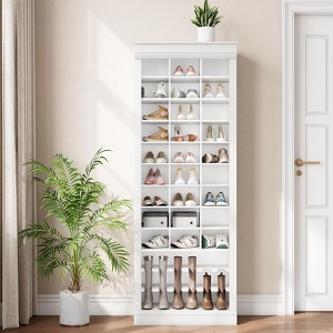 Shoe Storage Cabinet, Freestanding Tall Closet Shoe Organizer with Cubbies for 33 Pairs - 1 of 4